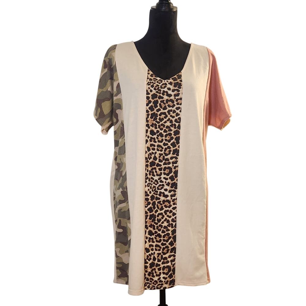 BiBi Multi-Pattern Mini Dress - Camo, Leopard, Pink